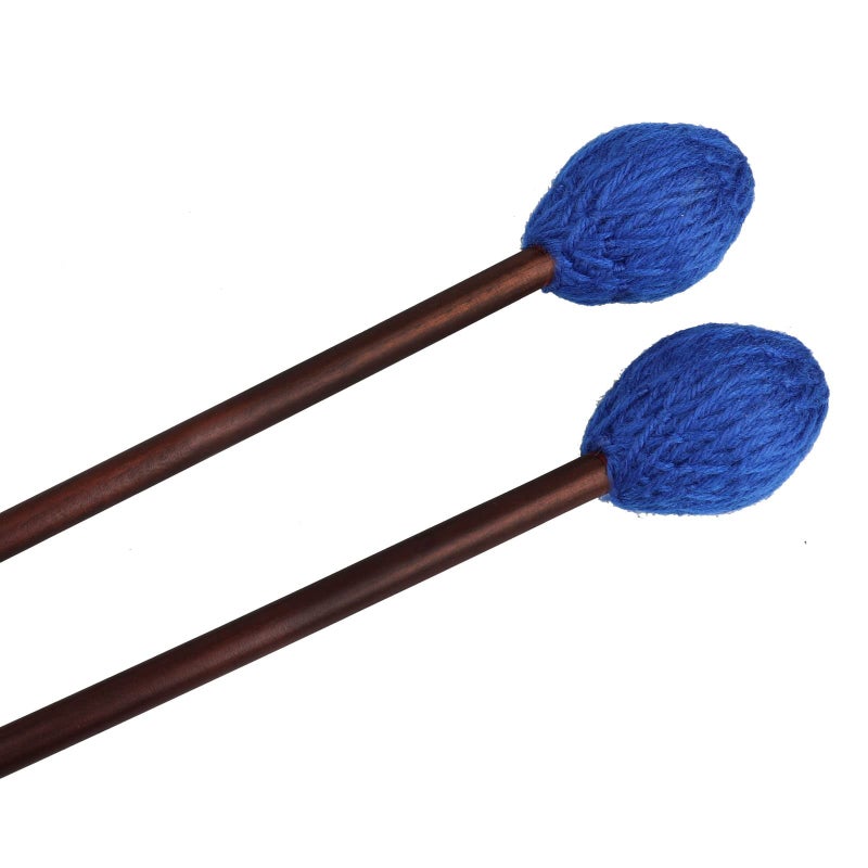 Mr.Power Marimba Mallets Wood Handle Yarn Head with Maple Handle, Bass Percussion instruments Sticks (Soft Yarn Head, Blue) - Image 1